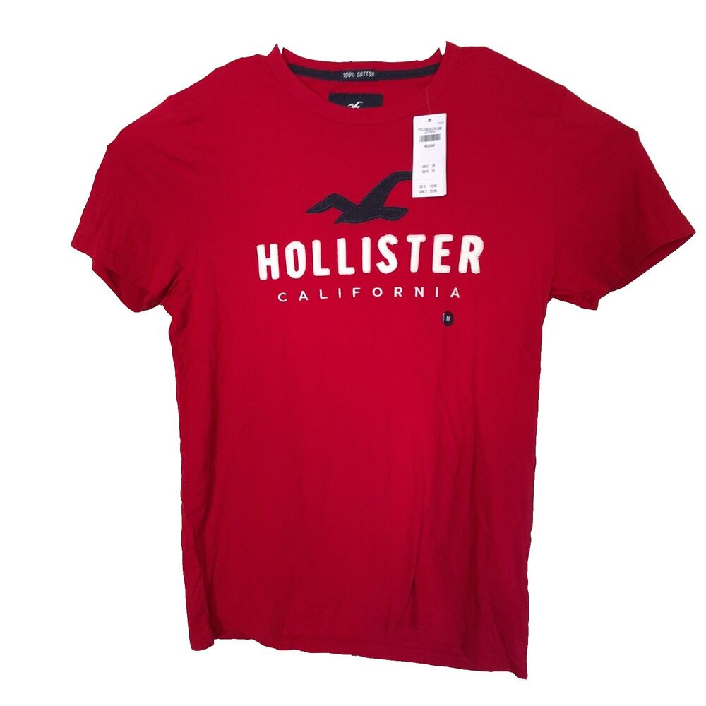 NWT Hollister Men's Applique Graphic T-Shirt Crew Neck Logo Tee Size M